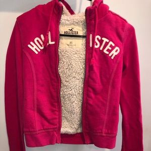 xs women’s lined Hollister zip up hoodie